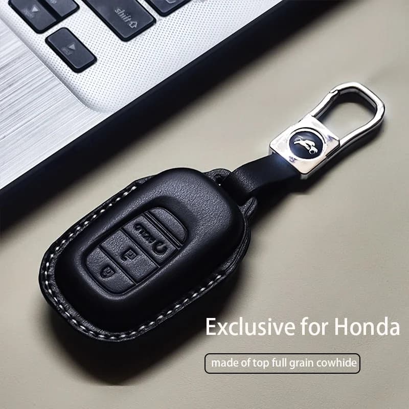 Leather Car Key Case Cover Fob For Honda Accord Civic 11th 2022 2023 2024 HR-V CR-V Pilot Sport SI EX Keychain Protector