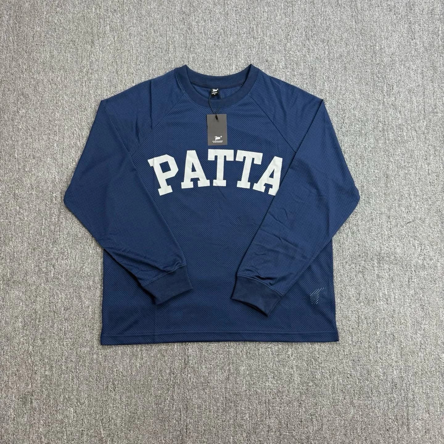 Patta vintage streetwear brand, imported letter-printed mesh casual versatile long-sleeved T-shirt