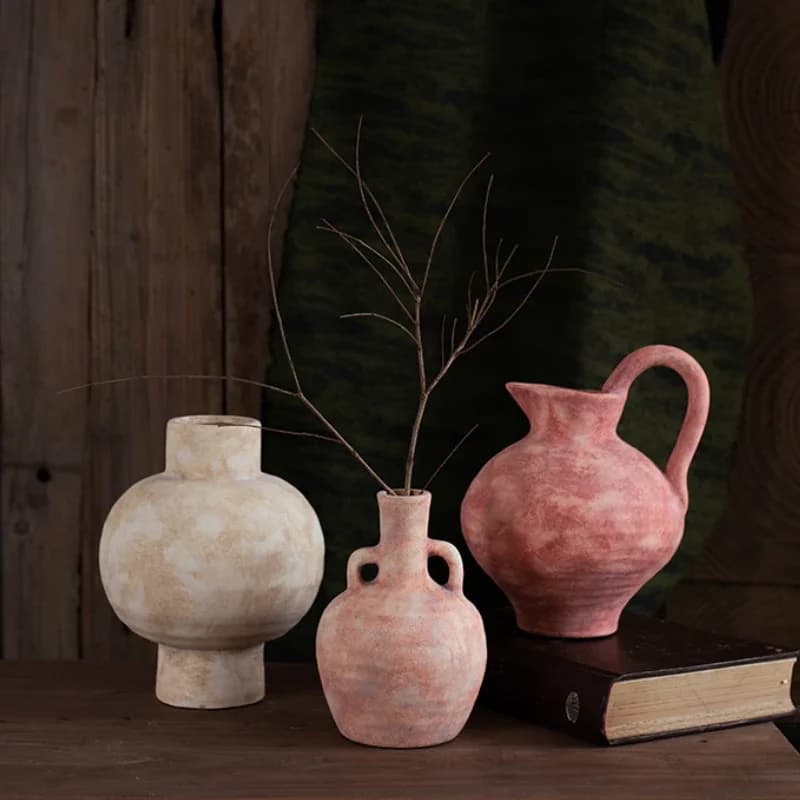WabiSabi Vase Decorative Ceramic New Chinese Style Pottery Jar Living Room Flower Arrangement Homestay Decoration