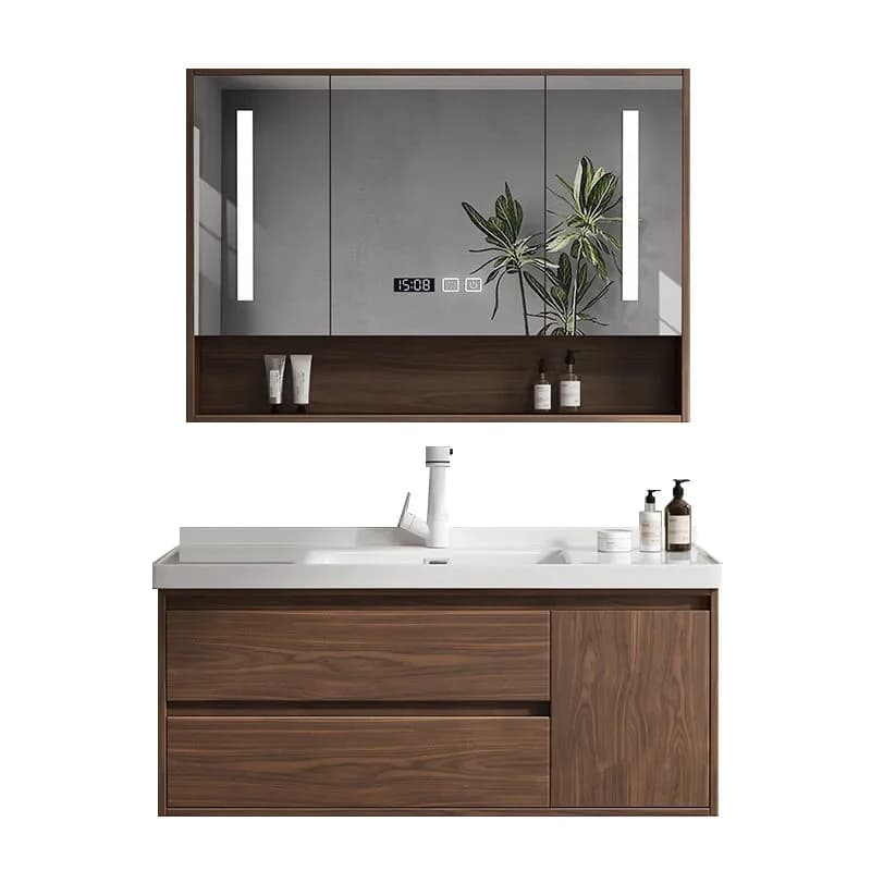 Retro Bathroom Cabinets Vanity Ceramic Integrated Washbasin Mirror Cabinet Bathroom Vanity Cabinet with Sink Bathroom Furniture