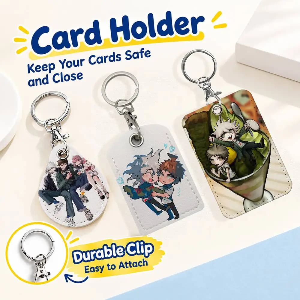FOR Danganronpa Komaeda Hinata Card Holder Keychain Key Ring Door Lock Access Protective Case For Security Gift
