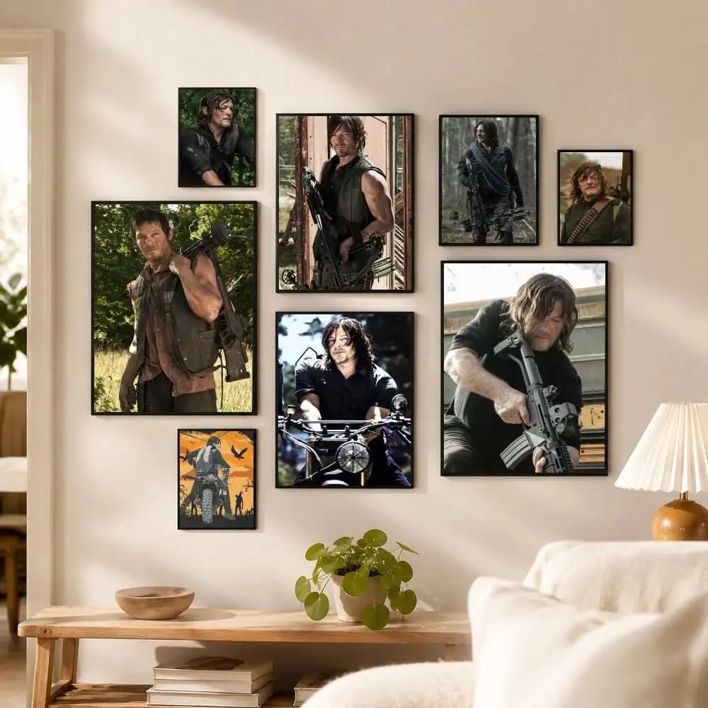 Movie The Walking Dead Daryl Dixon Poster High Quality Dorm Living Room Aesthetic Wall Decoration Painting Stickers Gift