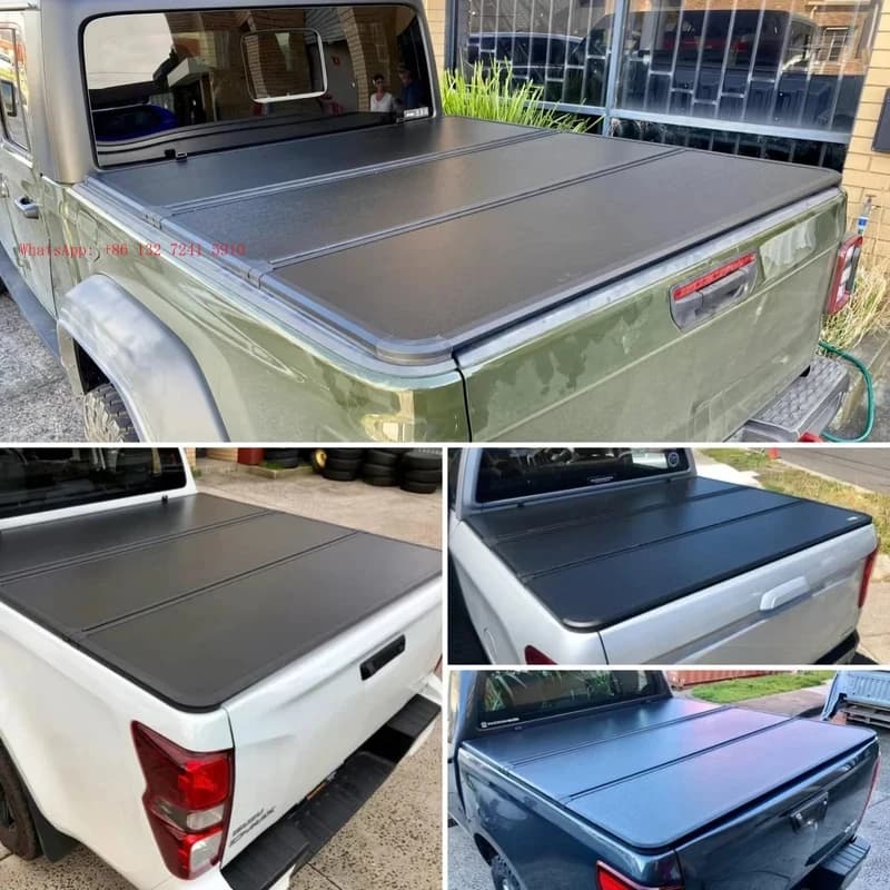 Hot Selling Product 2015 2016 2018 D Max Pickup Custom Rear Trunk Lid Truck Bed Cover Hard Tri Fold Tonneau Cover for Dmax
