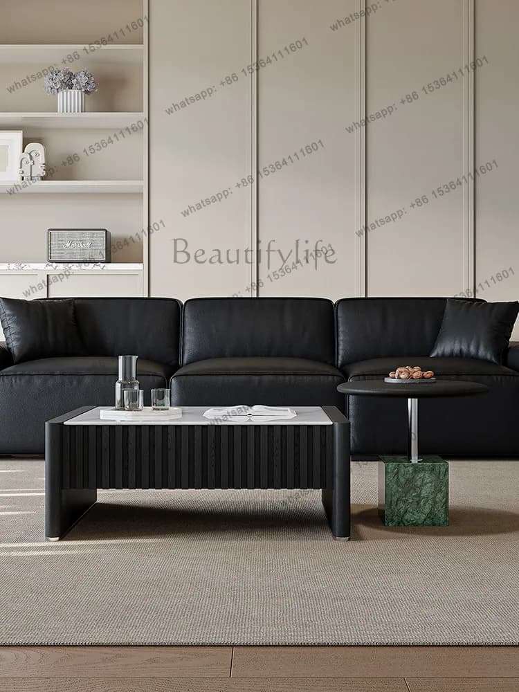 LD Italian Minimalist Solid Wood Coffee Table Living Room Square Edge Table Combination Household