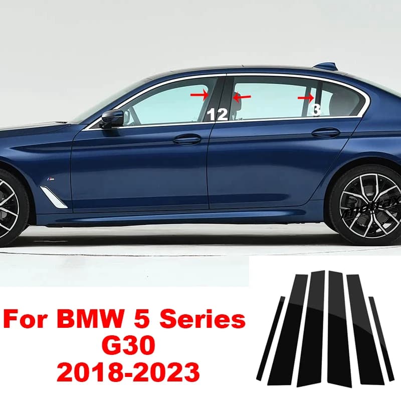 For BMW 5 Series G30 2018 2019 2020 2021 2022 2023 Car Window Trim Cover Middle Pillar Stickers B C Column Posts Accessories