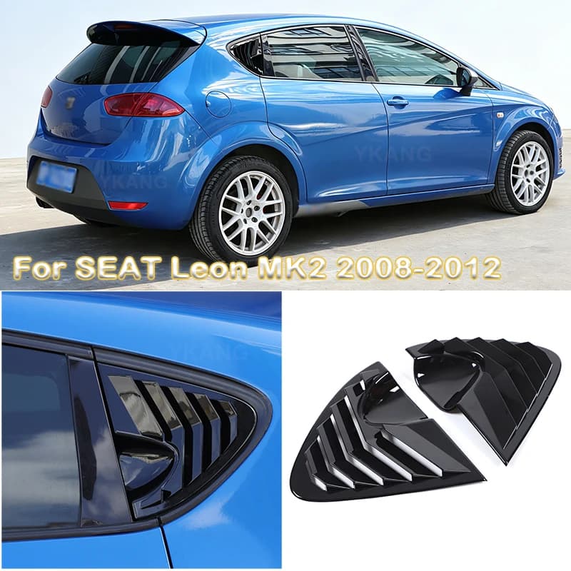 For SEAT Leon MK2 2008-2012 ABS Black/ Carbon fiber Car Side Window Spoiler Cover Rear Triangle Louver Air Splitter Trim stiker