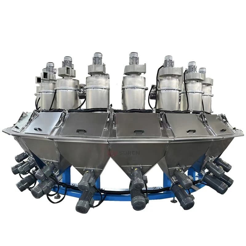 Automatic batching and weighing system for metering and weighing mixing production line