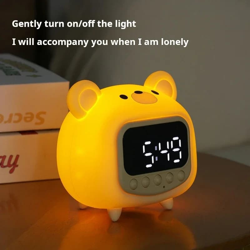 Cute Bear Alarm Clock  Alarm Soft Night Ligh Bear Alarm Brightness Silicone Rechargeable Portable Lamp Bedroom Room Decor
