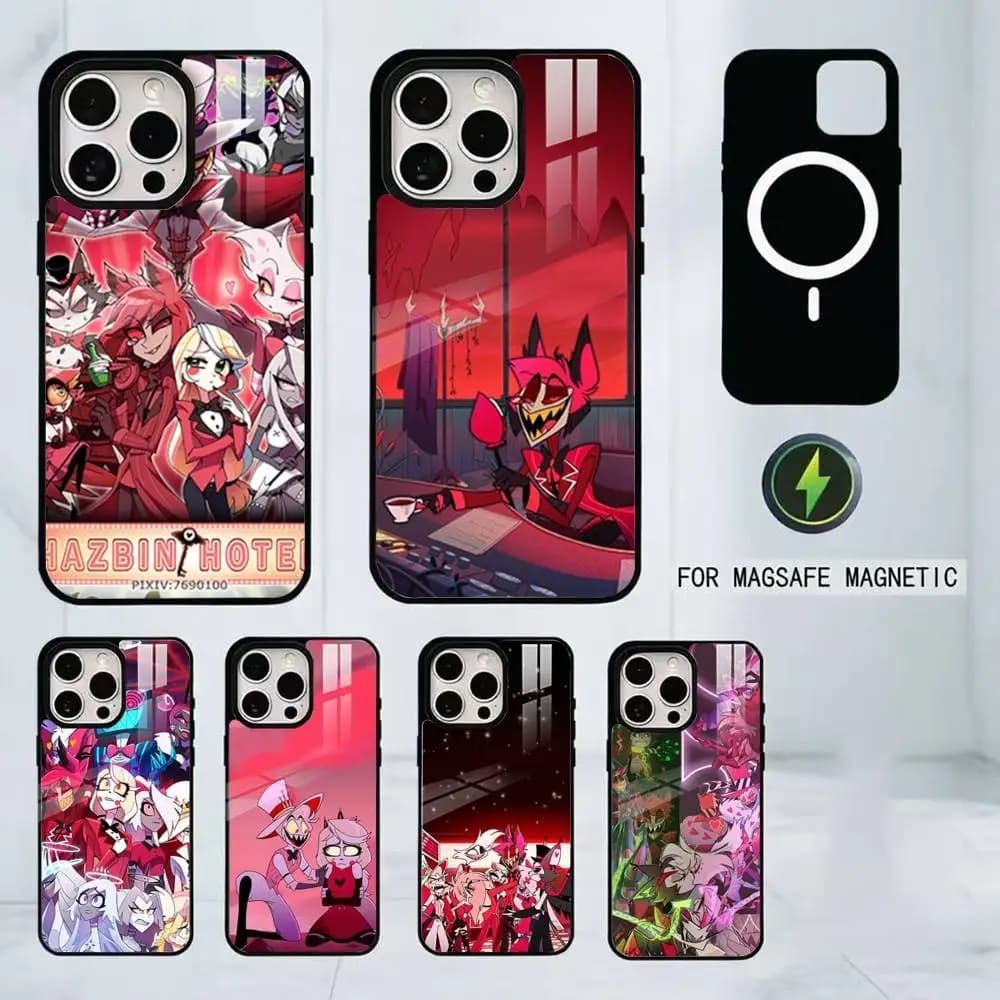 H-Hazbin H-Hotel Phone Case For iPhone17,16,15,14,13,12,11 Plus,Pro Magnetic For Magsafe Wireless Charging