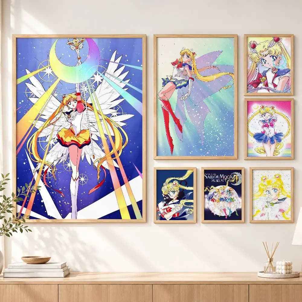 Cute Magical Girl Anime S-Sailor Moon Custom HD Waterproof Self Adhesive Wall Art Poster