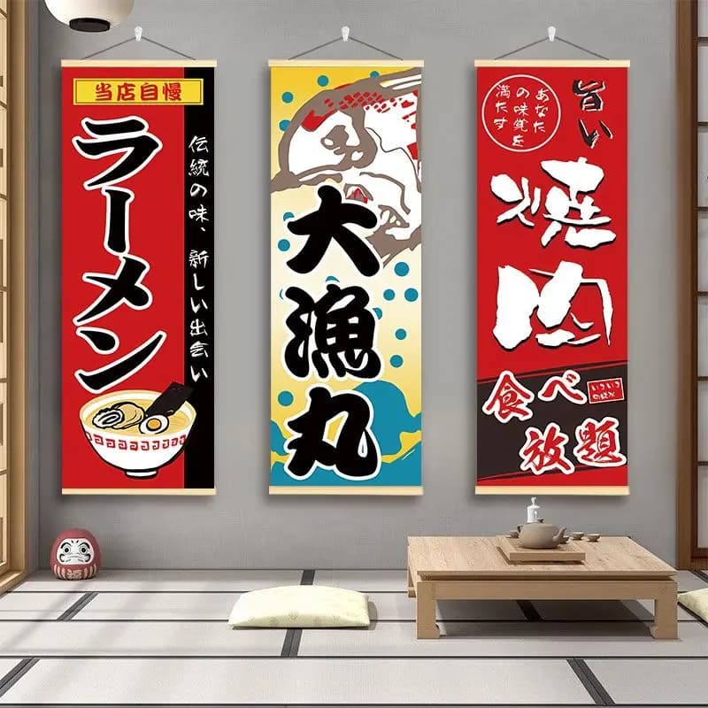Japanese Izakaya Sushi Wall Art Decoration Hanging Paintings Restaurant Atmosphere Layout Poster Blocking Design for Home Decor