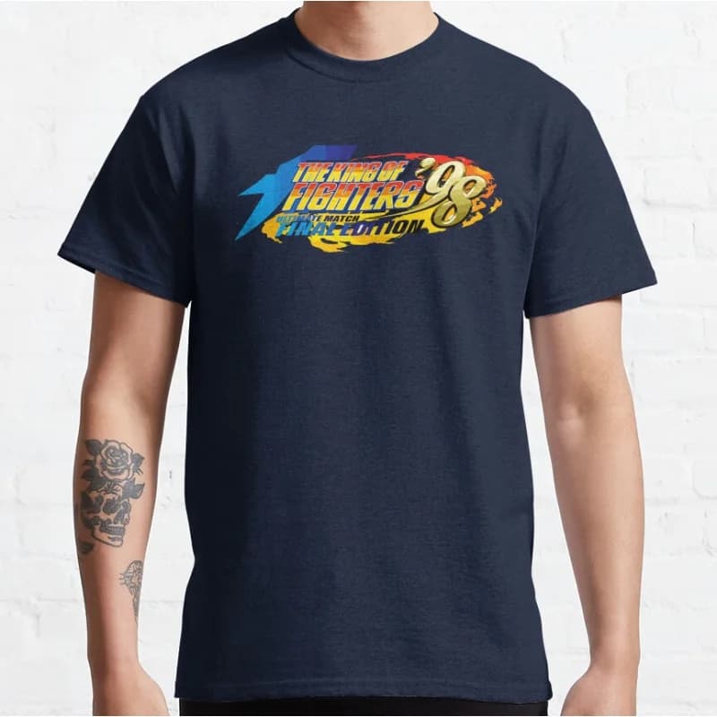 King of Fighters 80s retro video game KOF 98 fighting videogames Short-sleeve crewneck T-shirt for men Large size Adult Tops