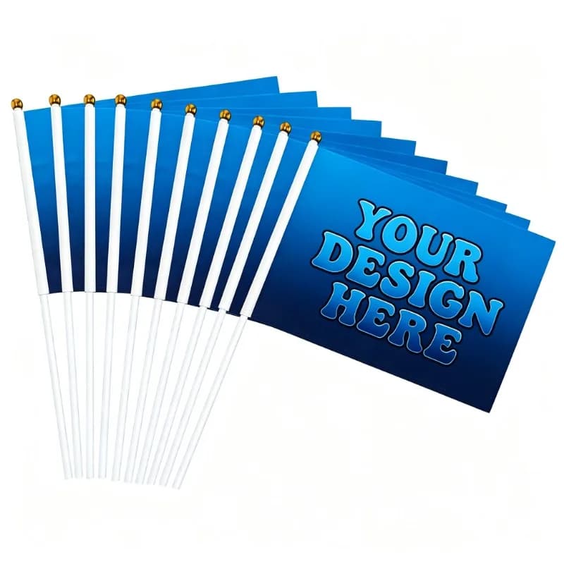 50pcs/ 100pcs Custom Handheld Flags with White Plastical Poles, Personalize with Your Photos, Ideal for Outdoor Events Decor