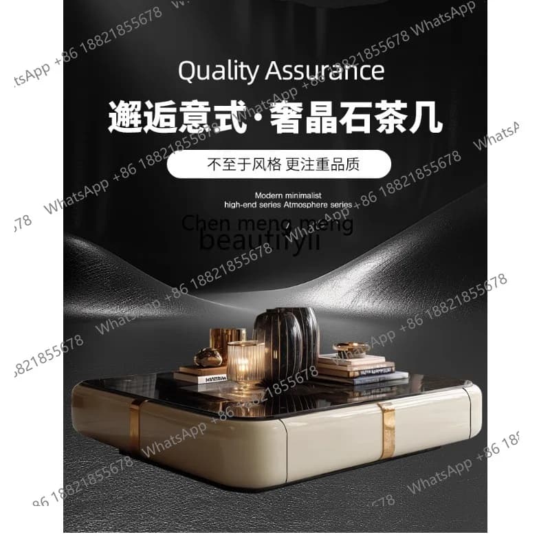 Italian Style Light Luxury Super Crystal Stone Coffee Table for Large Living Rooms, Modern High-End Design for Home Use
