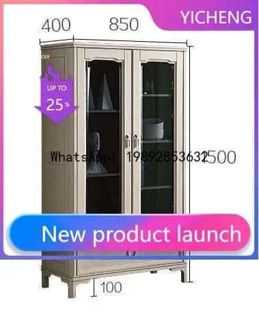 TQH Light Luxury High-Grade Gray Solid Wood Dining Sideboard High Wine Cabinet Storage Cabinet