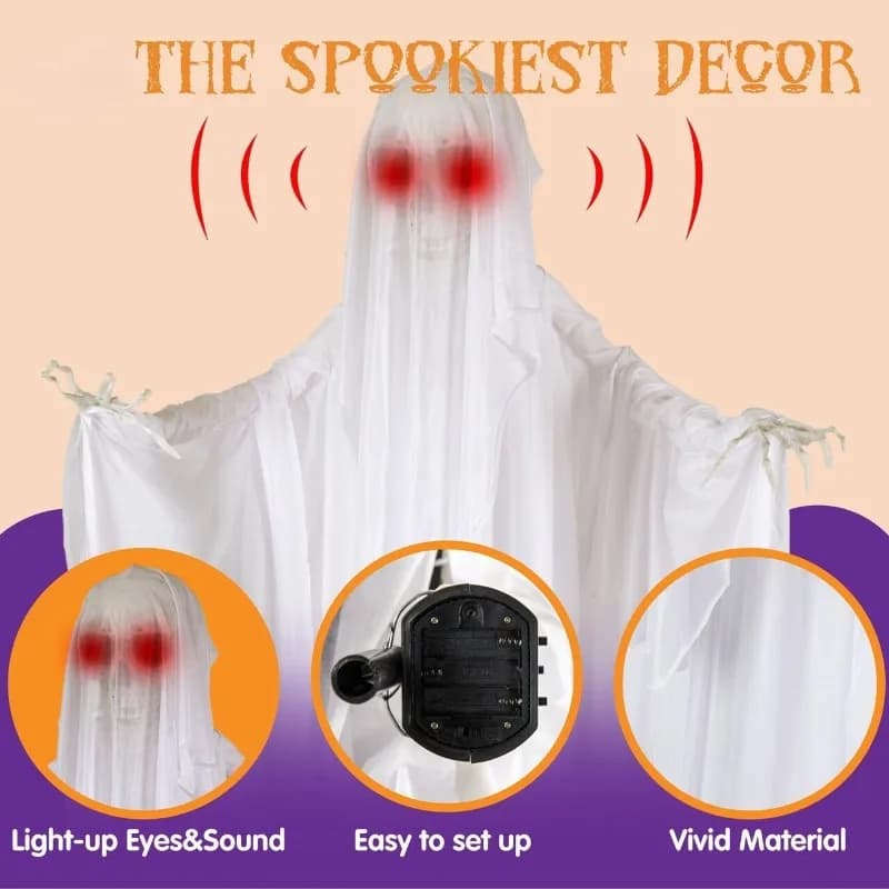 New Halloween Voice-activated Luminous Sound Standing Rocking Ghost 1.7 Meters Horror Venue Decoration Props
