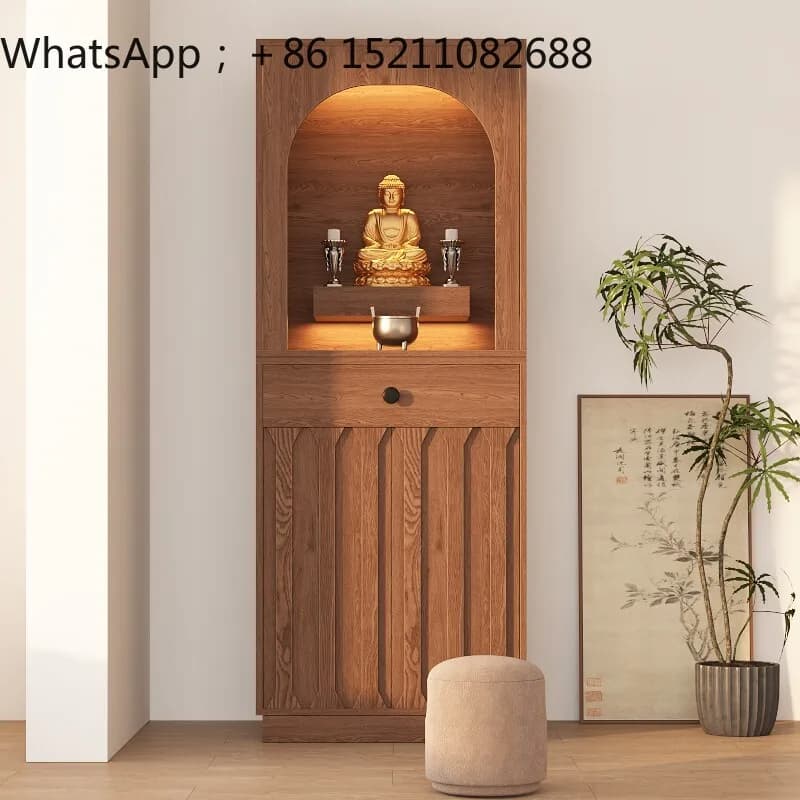 LLY Chinese antique home retro Buddhist shrine solid wood God of Wealth offering table Gongtai locker