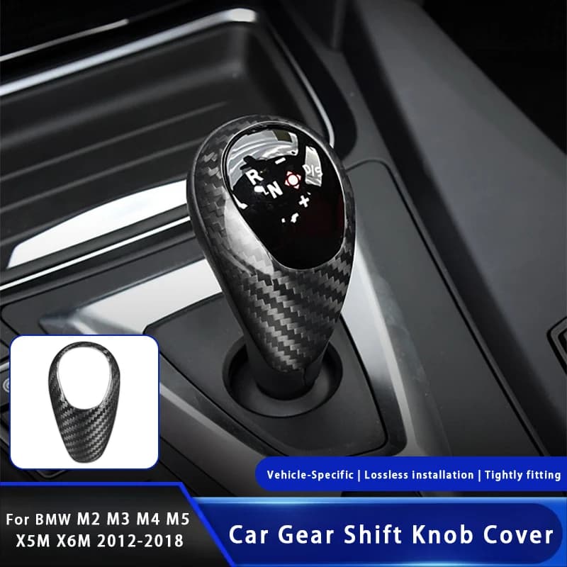 Real Carbon Fiber Car Gear Shift Knob Head Cover Sticker Trim For BMW M2 M3 M4 M5 X5M X6M F87 F82 F83 F06 F12 F13 F85 F86