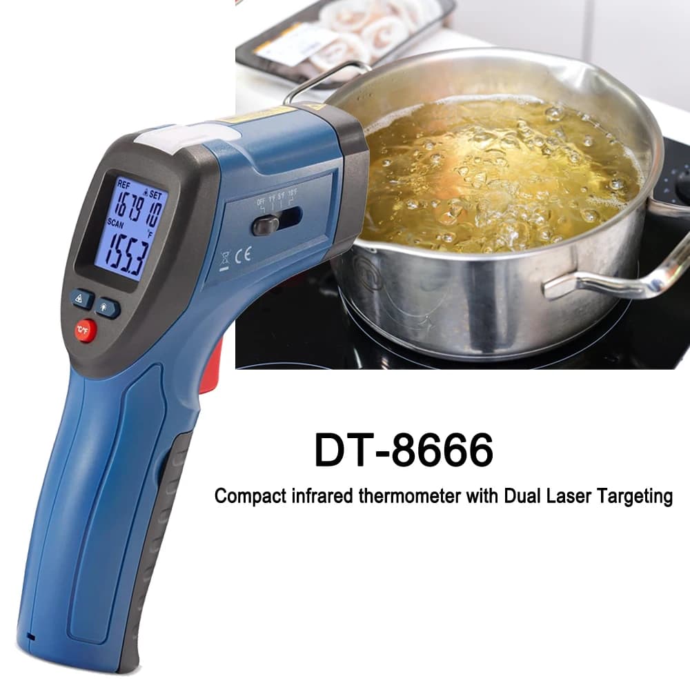Compact infrared thermometer with Dual Laser Targeting -50~380℃ Non-contact Pyrometer High Laser Temperature Meter