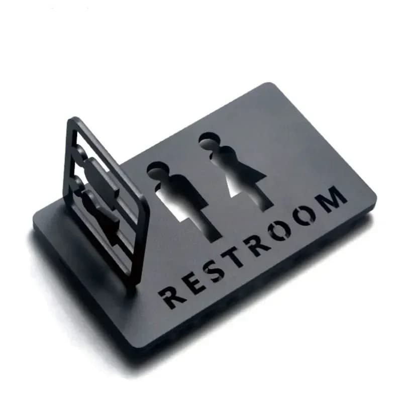 Signage Tips Restroom Signage Men's and Women's Toilets Bathroom Creative Sign Side Mounted Toilets Plaque Hotel WC Wall Sticker