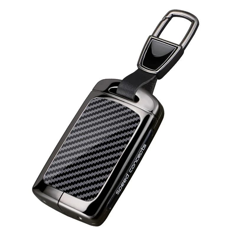 Zinc Alloy Key Fob Cover for 2020-2021 Mazda 3 Axela Next Generation, Heavy Duty Metal Protective KeyCase Shell with Keychain