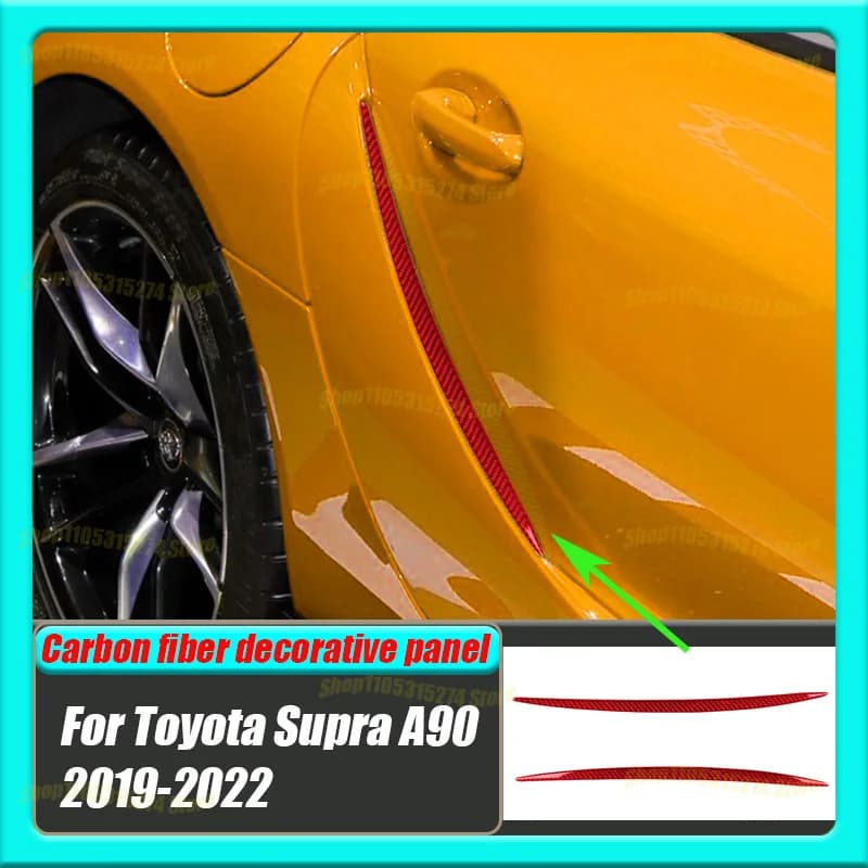 Door Air Outlet Trim Strip, Suitable for 2019-2022 Toyota Supra A90 Carbon Fiber Decorative Sticker Interior Modification