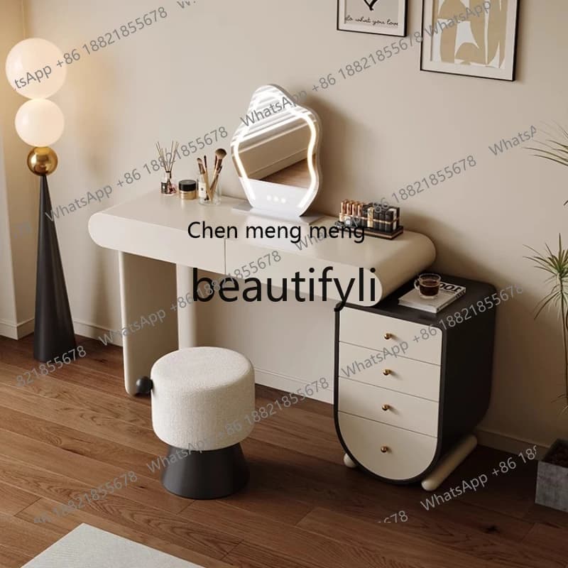 French cream style dresser chest integrated bedroom modern simple light luxury retractable makeup tableH
