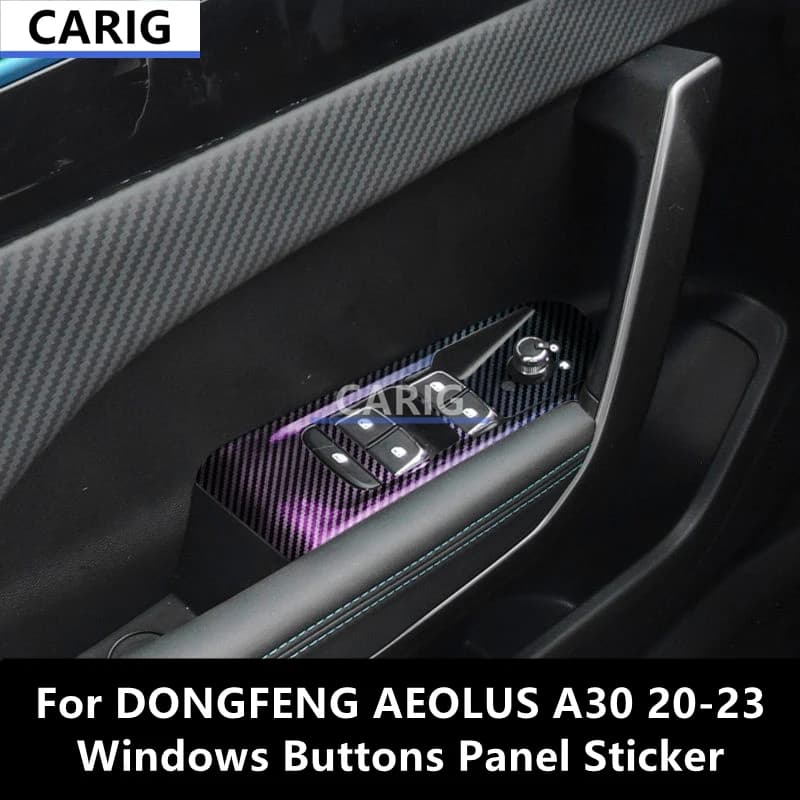 For DONGFENG AEOLUS A30 20-23 Windows Buttons Panel Sticker Modified Carbon Fiber Pattern Interior Car Film Accessories