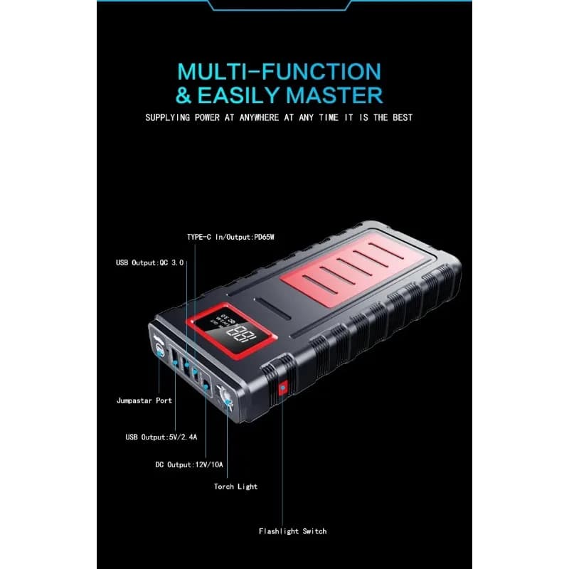 20000A/30000A 12V Portable Car Jump Starter – Emergency Battery Booster & Multi-Use Power Bank