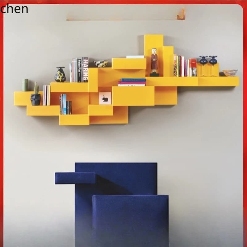 Painted Creative Art Wall-Mounted Storage Rack Modern Simple Wall Hanging Bookshelf Decorative Cabinet
