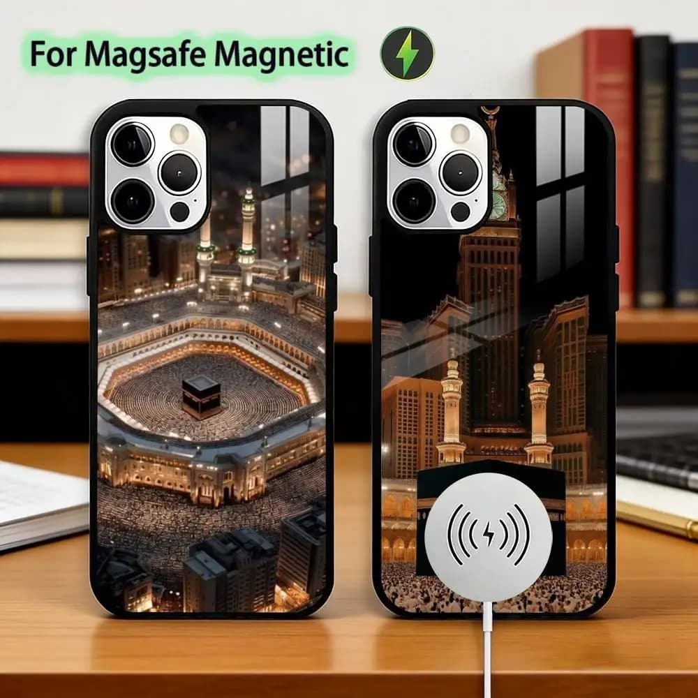 Holy Mosque Mecca Phone Case For iPhone17,16,15,14,13,12,11 Plus,Pro Magnetic with Magsafe Wireless Charging
