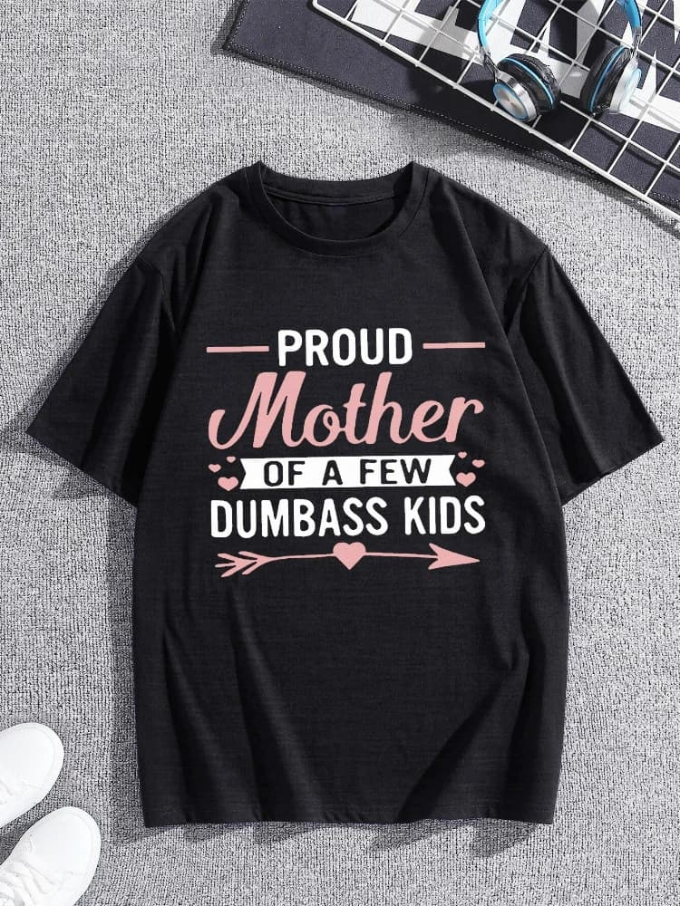 Dear proud mother, letter graphic printed men's creative top, 100% cotton casual short-sleeved round neck T-shirt.