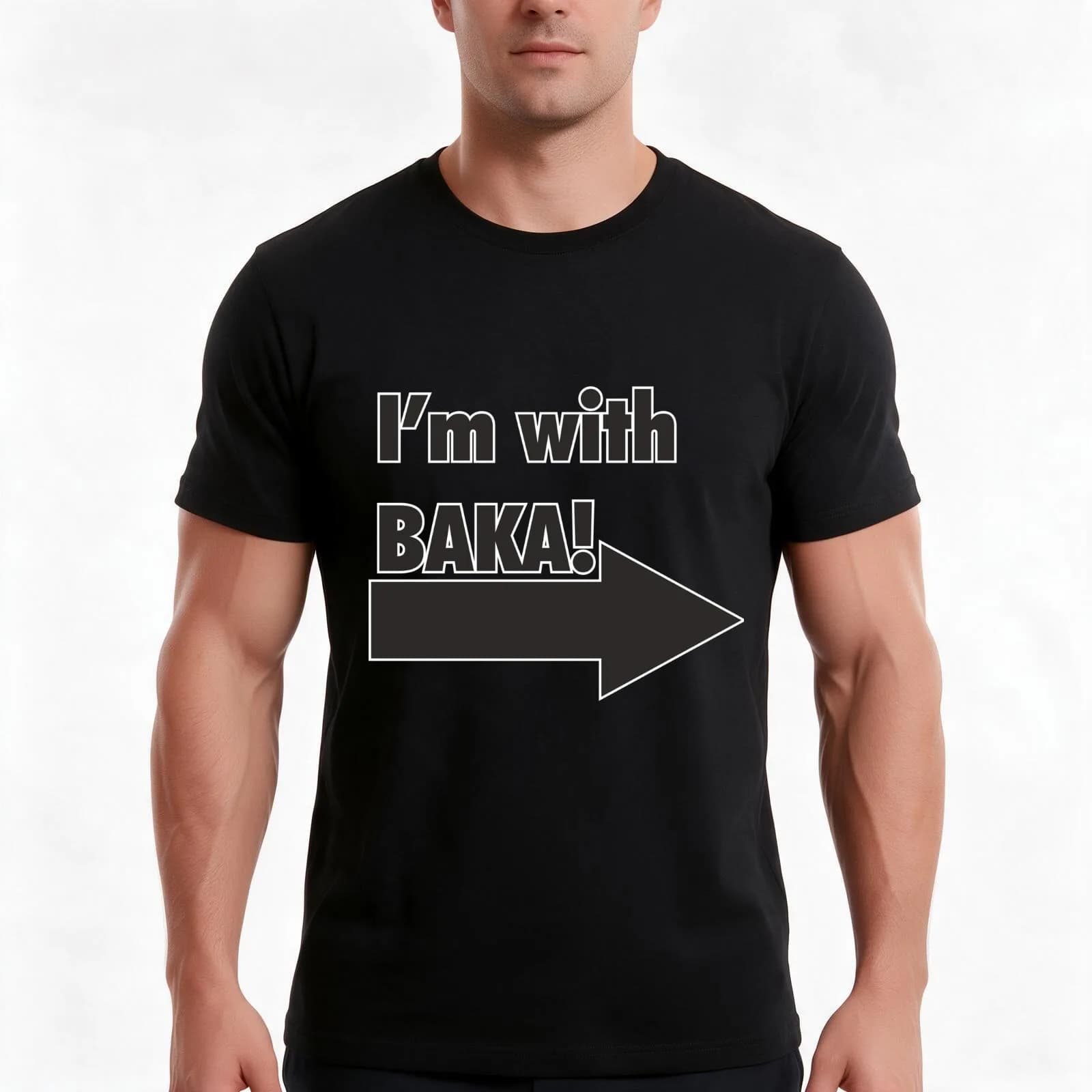 I'm with BAKA! T-Shirt, Summer Casual Cotton Tee, Oversized Streetwear Tops, Vintage Graphic Print, Loose Fit Short Sleeve