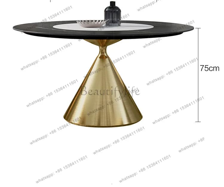 LJY Rock slab dining table round Italian light luxury small apartment marble post-modern simplicity