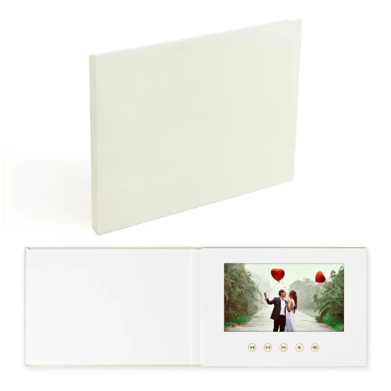 Digital Books Wedding 7 LCD Video Album Forever Forever Linen Binding Video Books