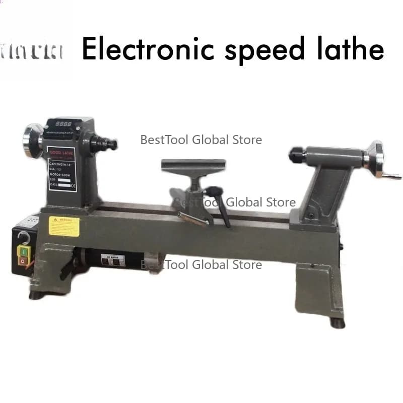 MC-1218VDElectronic No-pole Speed Regulating Lathe Small Cast Iron Woodworking Lathe Digital Display Woodworking Lathe 220V 550W