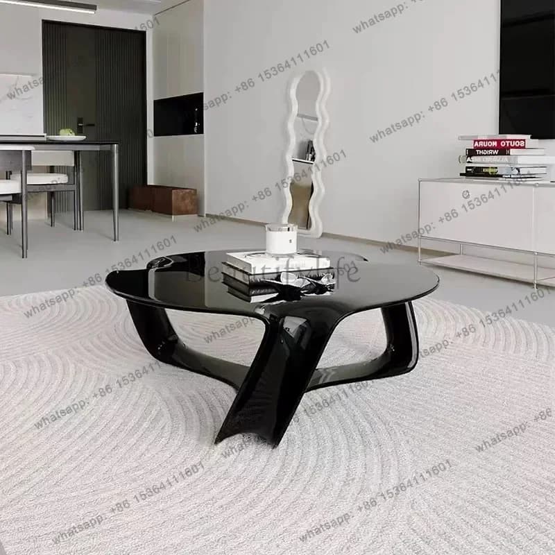 YJ Designer Creative Fiberglass Electroplating Silver Coffee Table Model Room Special-shaped Irregular Hollow