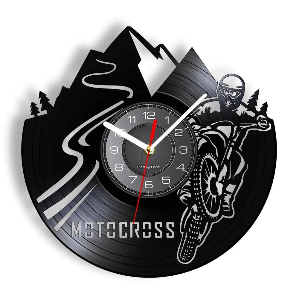 Motocross Bike Wall Clock Boy Room Home Decor Dirt Bike Vinyl Record Wall Clock Motocross Racing Motor Boy Motocycle Riders Gift