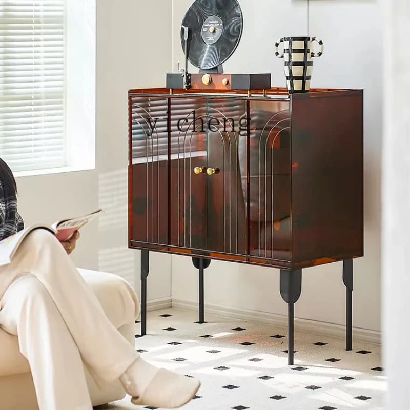 ZC light luxury acrylic dining side cabinet modern simple storage chest cabinet glass living room sofa entrance cabinet