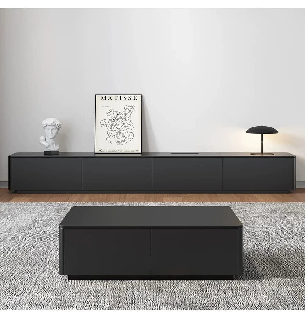 #Modern Minimalist Floor-standing TV Stand Coffee Table Storage Panel Wooden Style LivingRoom Furniture for Hotels Fits 65"+ TVs