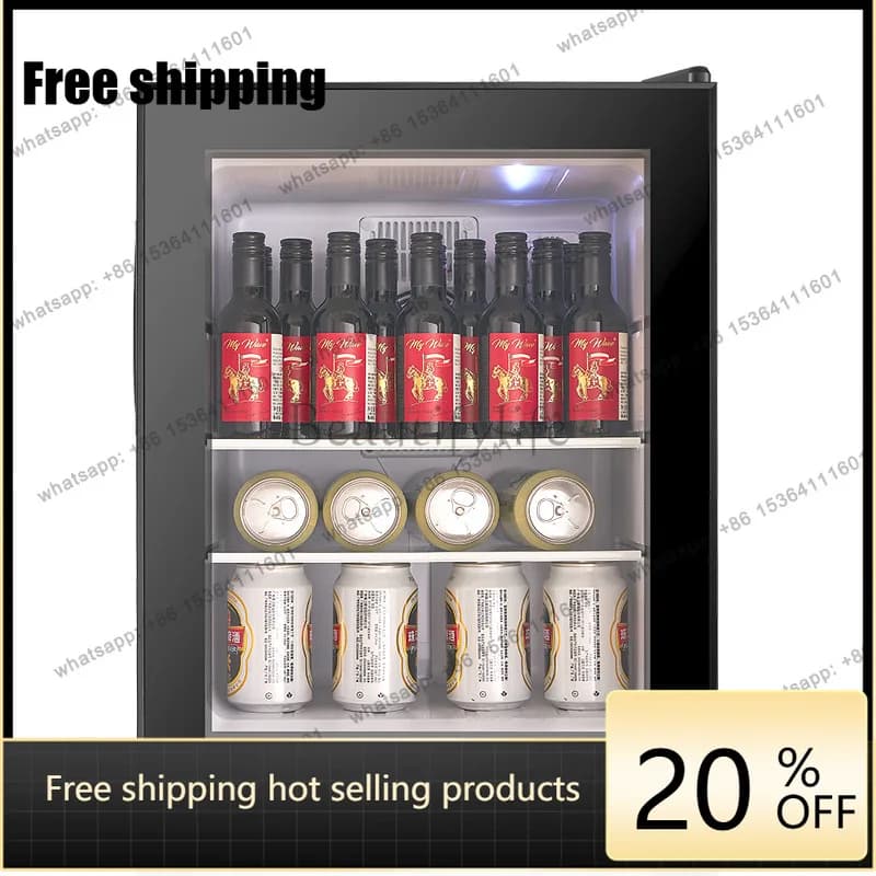 YJ 40L Glass Door Mini Fridge Tea Storage Cooler For Homestay Hotel Guest Room Fresh Preservation