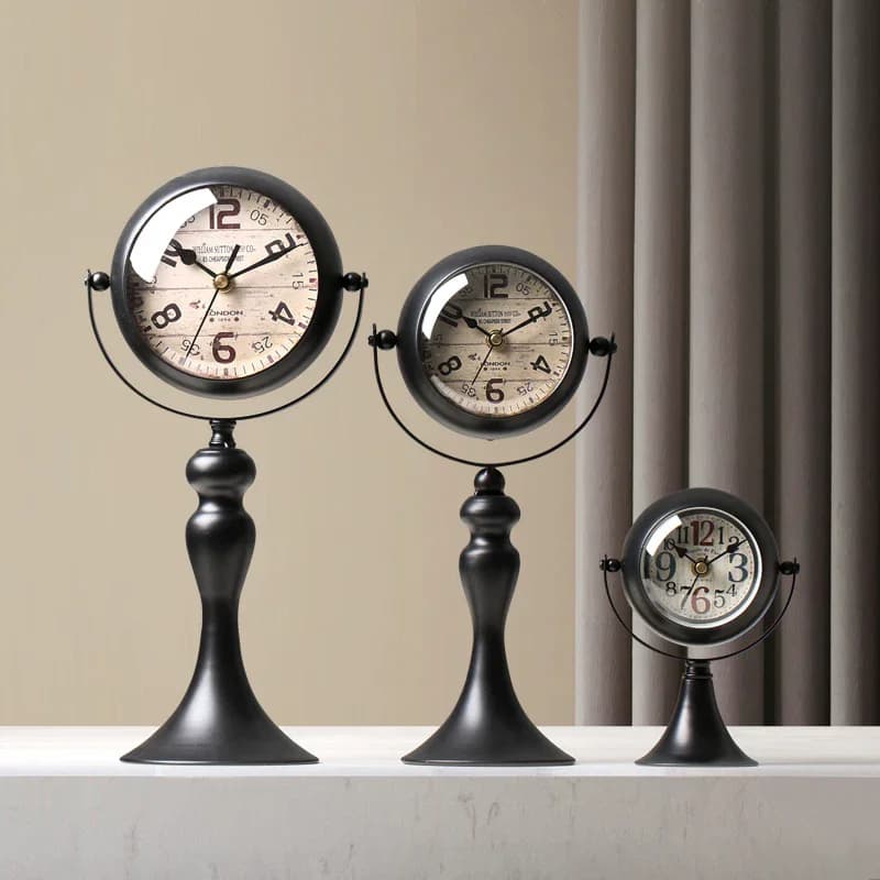 Silent Wrought Iron Table Clock Light Luxury Living Room Entrance Decoration Desk Clock for Home Decor