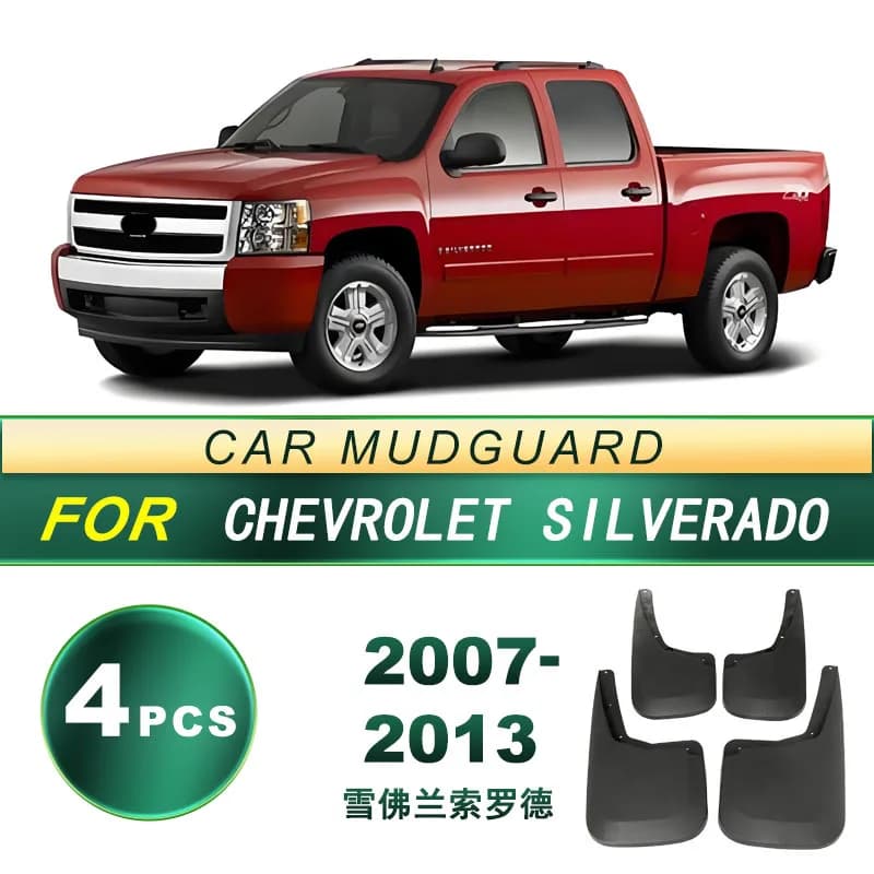 For Chevrolet Silverado 2007-2013 4Pcs Mud Flaps Splash Guards Soft Rubber Classic Pickup Protection Perfect Fit