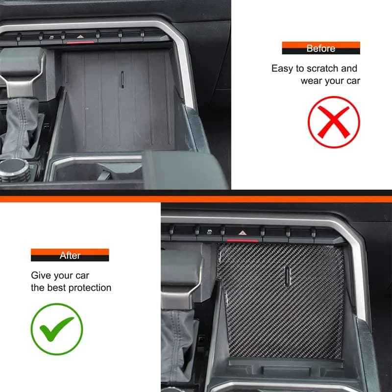 For Toyota Tundra 2022+ soft carbon fiber car center control gear storage slot pad decorative sticker car interior accessories