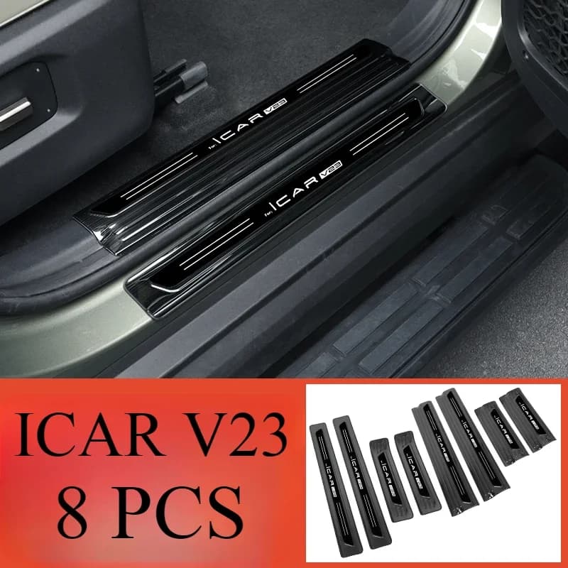 For CHERY‌ iCAR V23 Door sill modification special car rear guard stainless steel foot pedal welcome pedal kit