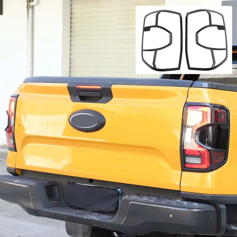 For Ford Ranger Wildtrak T9 2023-2025+ Automotive Rear Taillight Decorative Frame ABS Carbon Fiber Automotive Accessories