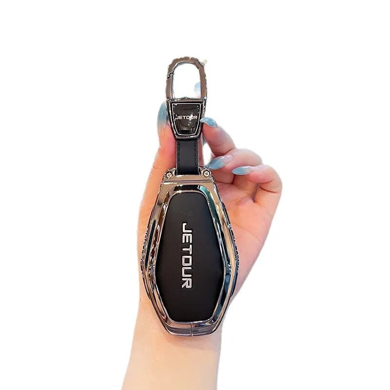 Premium Zinc Alloy Key Cover Case for Jetour X70 Plus/X90 Plus/X70M/X95/Wujie Pro - Protective Key Fob Shell Key Bag Chain