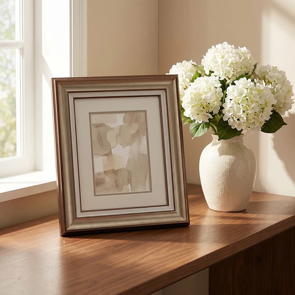 4inch-A4 Ornate Picture Frame with White Mat Elegant Antique Vintage Rose Gold Photo Frames for Tabletop Desk Display Home Decor