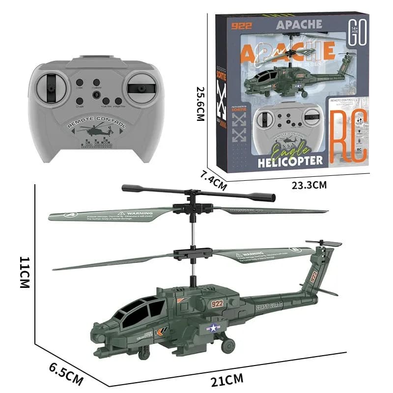 New Apache Remote-Controlled Helicopter With Gyroscope, Drop Resistant Armed Helicopter Model Airplane