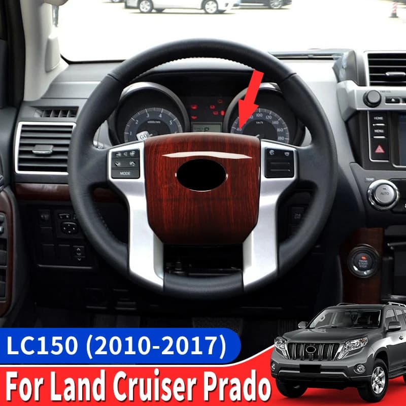 For Toyota Land Cruiser Prado 150 LC150 FJ150 2010-2017 Steering Wheel Horn Button Cover Wood Grain Upgrade Interior Accessories